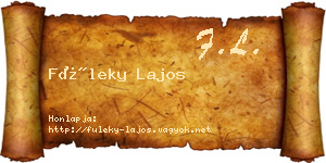 Füleky Lajos névjegykártya